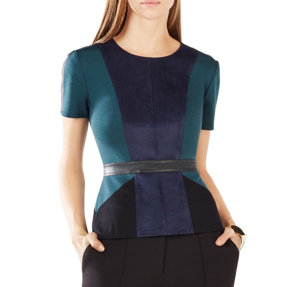 Cassandra Color-block Faux Suede Paneled Top